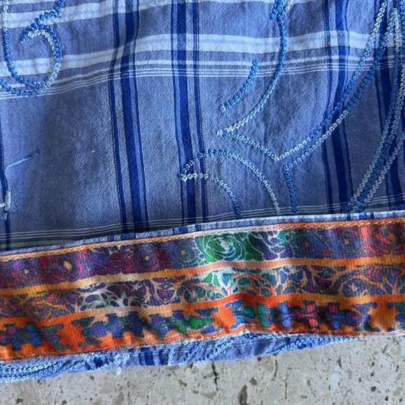 Robert Graham Blue Plaid Embroidered Ocean Waves Shorts Size 36 - Picture 9 of 9